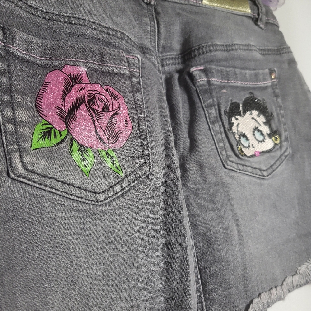 Betty Boop gray jean skirt girls 5/6 #1707 - Picture 3 of 5